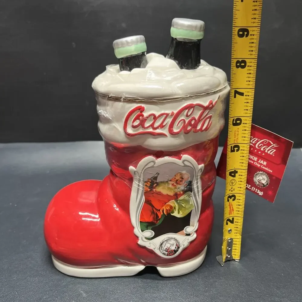 Vintage Coca Cola 75th Anniversary Santa Boot Cookie Jar Ceramic Coke Christmas
